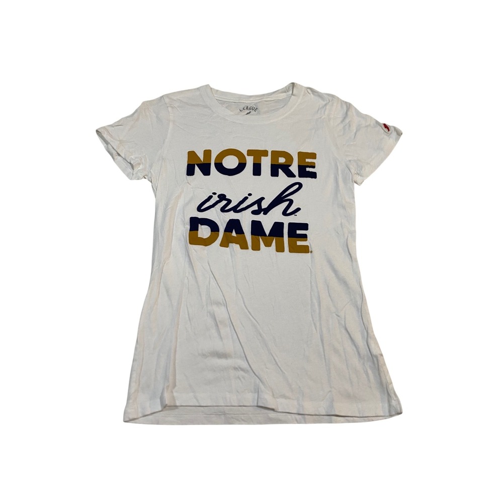 League Notre Dame Fighting Irish Graphic T-Shirt White Navy Gold Small